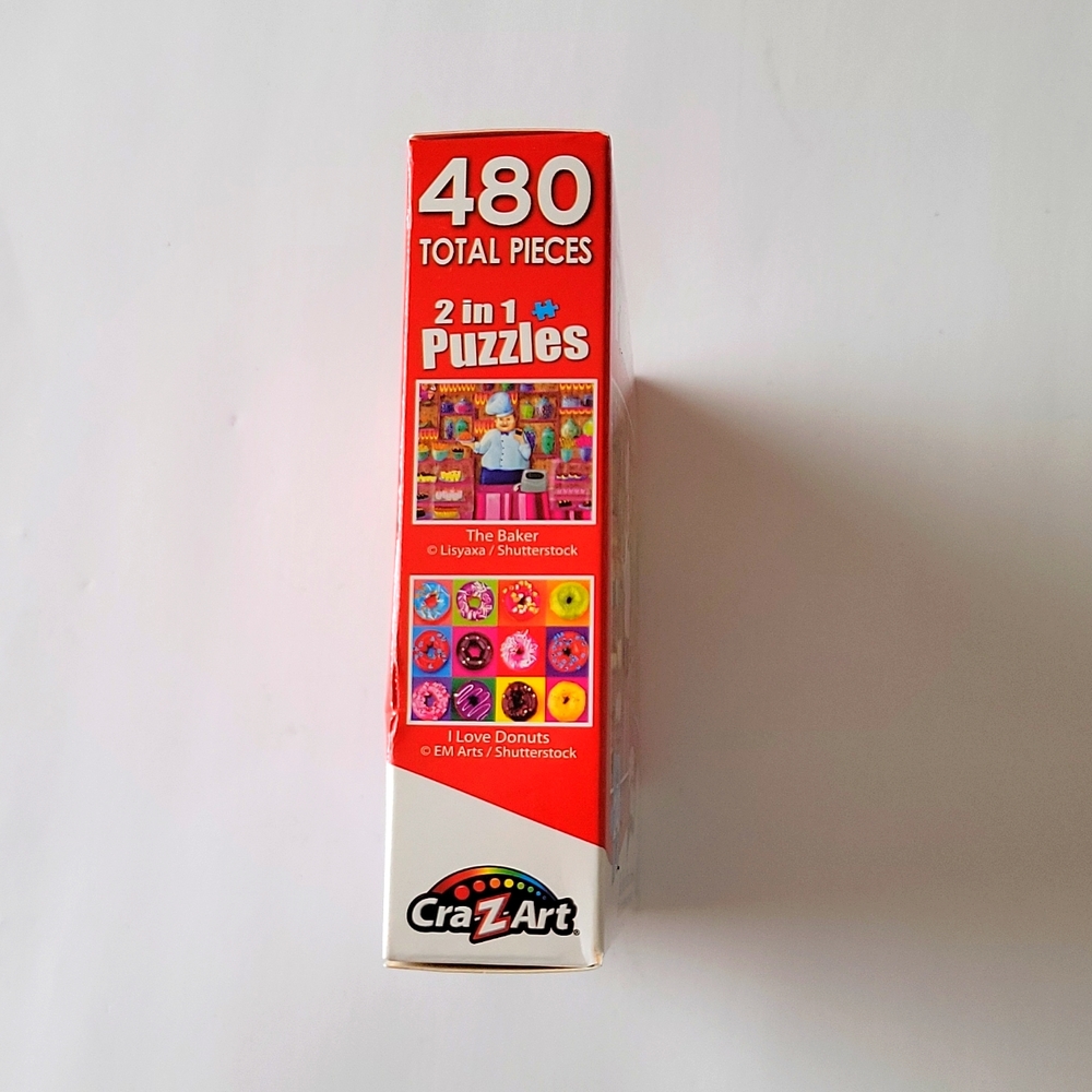 Cra Z Art 2in1 Puzzle 480 Total Pcs The Baker I Love Donuts Ages 9+ New - Picture 2 of 8